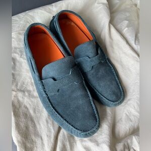 Hermes Oscar Suede Driving Loafers - Blue - Size 42 (US 9/9.5)